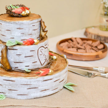 Birch Bark Wedding Cake