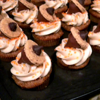 Carrot Mini Cupcakes with Chocolate Acorns