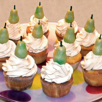 Pear Marzipan Cupcakes with Caramel Buttercream